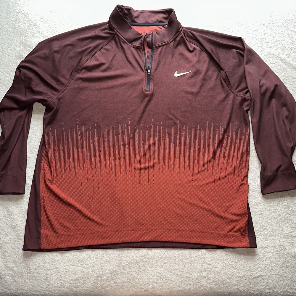 Nike Dri-FIT ADV Tour Mens XXL 1/4 Zip Golf Pullover Red Maroon Ombre FD5833-626 - Picture 3 of 12